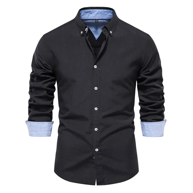 Levoire | Chemise À Col Inversé Pour Hommes Noir