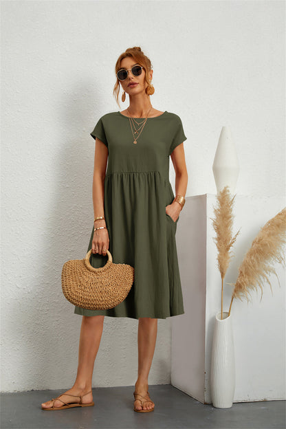 Levoire | Robe Décontractée Élégante Avec Poches Vert olive