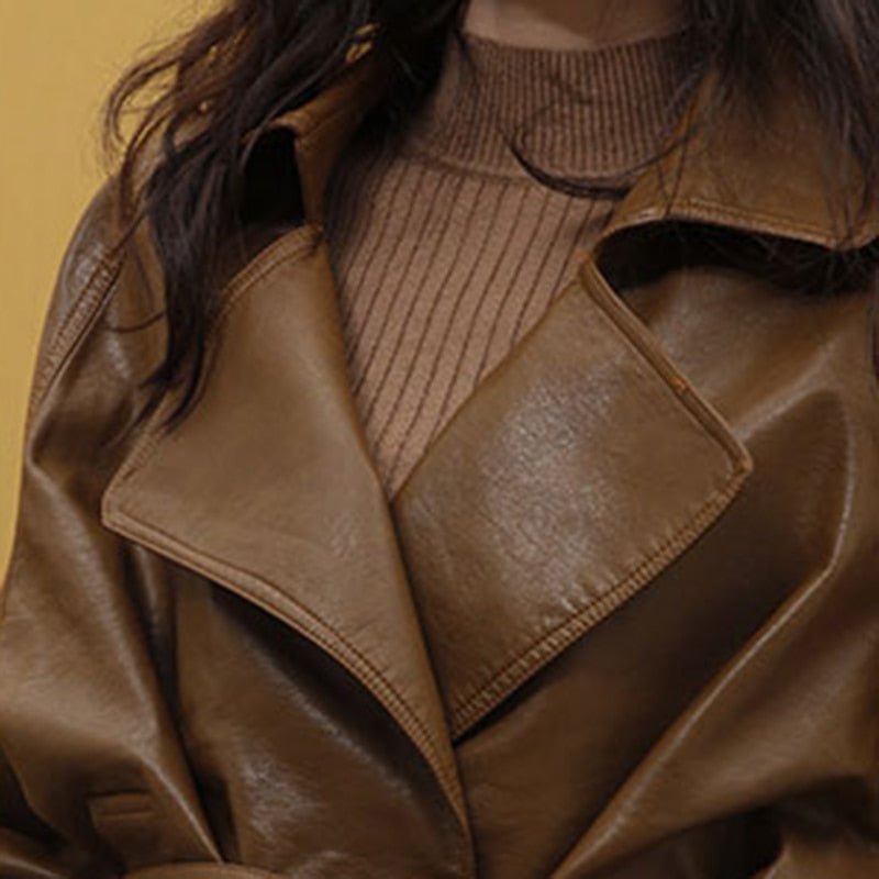 Levoire | Veste En Cuir Synthétique Élégante Braun