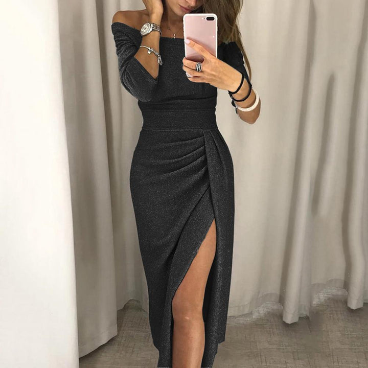 Levoire | Robe Longue Élégante Avec Fente Pour Des Occasions Spéciales Noir