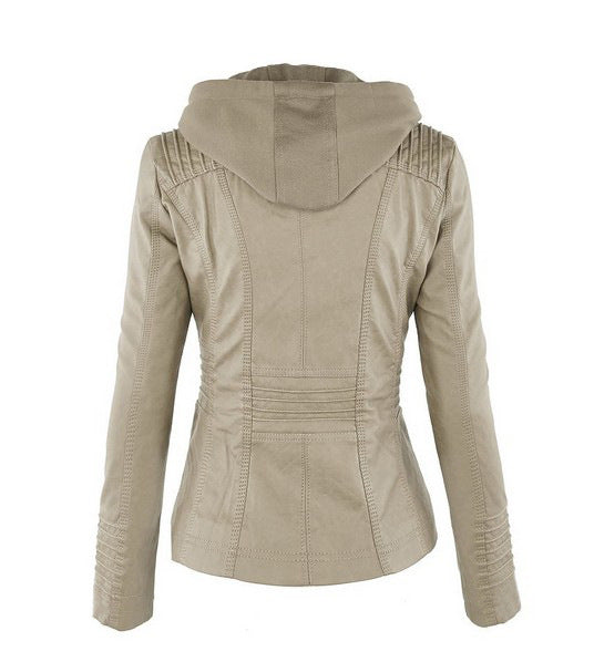 Levoire | Vêtements Femme Veste En Cuir Végan Avec Capuche Et Fermeture Éclair