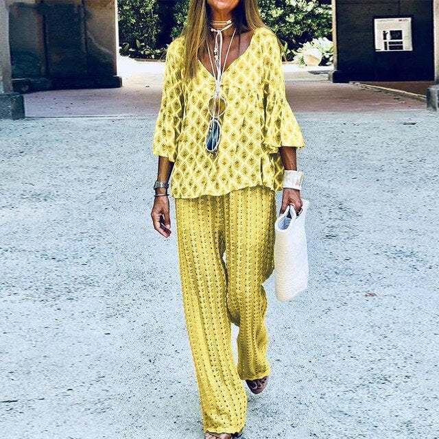 Levoire | Ensemble D'Été 2 Pièces Design Jaune