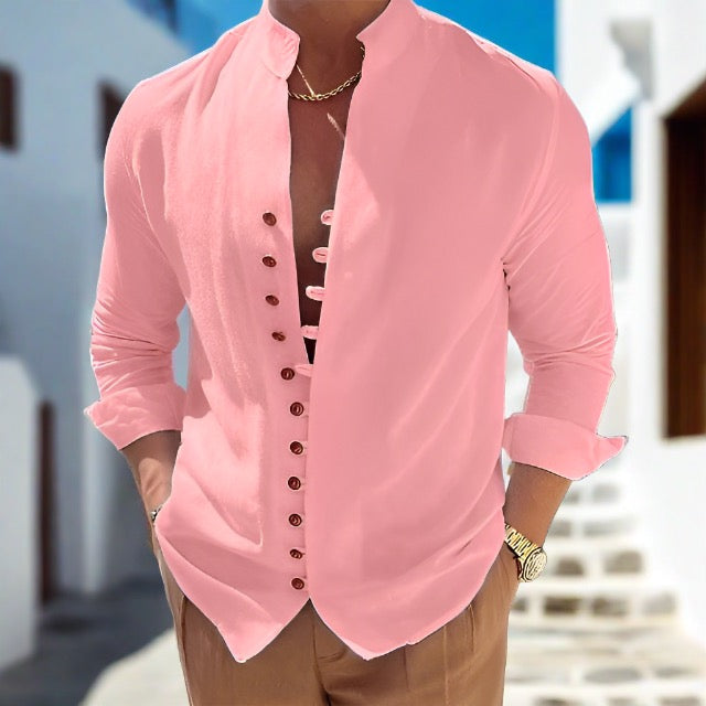 Levoire | Chemise De Printemps Élégante Pour Hommes Avec Col Rosa