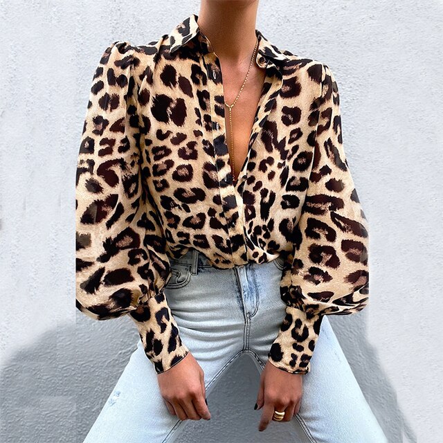 Levoire | Chemisier Vintage Femme Avec Imprimé Floral Léopard