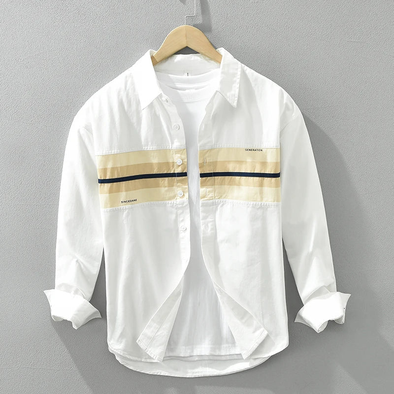 Levoire | Chemise Patchwork Decontractee Elegant Hommes Blanc