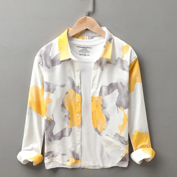 Levoire | Chemise Decontractee Imprimee Creatif Hommes Jaune