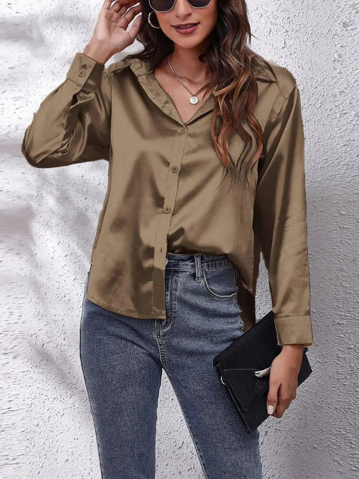 Levoire | Chemise Satinée Polyvalente Et Moderne Kaki profond