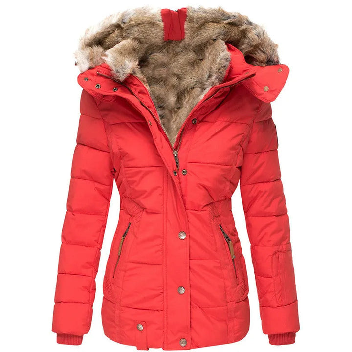 Levoire | Manteau À Capuche À Manches Longues En Fourrure Avec Fermeture Éclair Rot