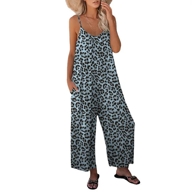 Levoire | Combinaison Avec Imprime Leopard Coupe Decontractee Femmes Bleu