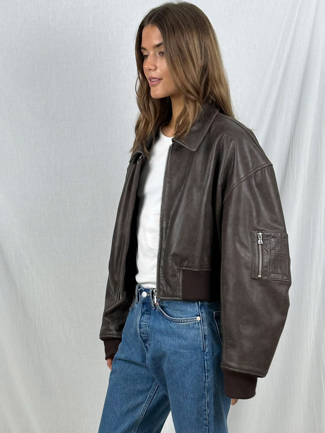 Levoire | Veste Bomber Marron Cintrée Pour Femmes