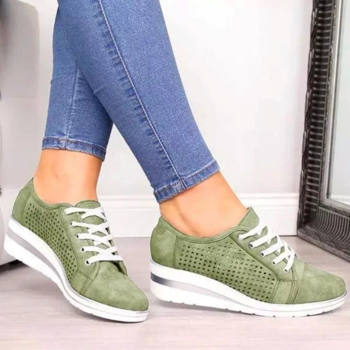 Levoire | Chaussures Plates Pour Femmes Avec Motif Ajouré Vert