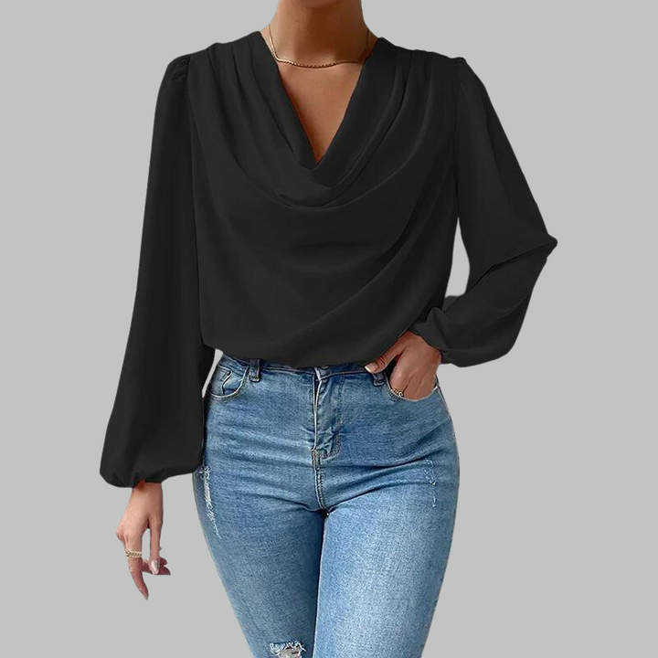 Levoire | Chemise À Manches Longues Confortable À Col En V Noir