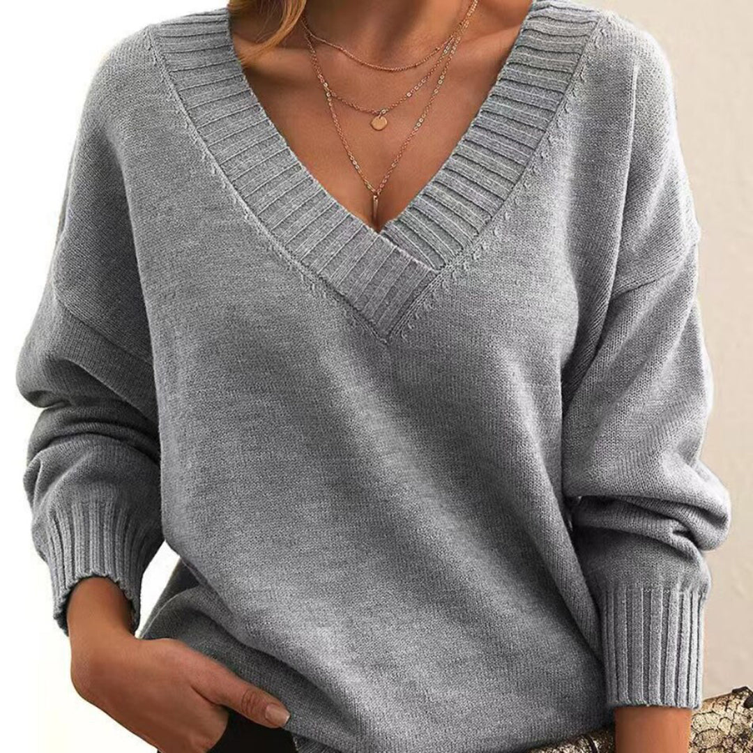 Levoire | Pull Décontracté Avec Décolleté En V Gris