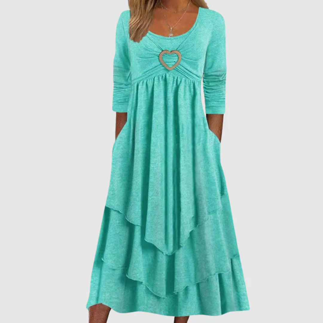 Levoire | Robe Longue Plissée Avec Détail En Forme De Cœur Pour Femmes Vert clair