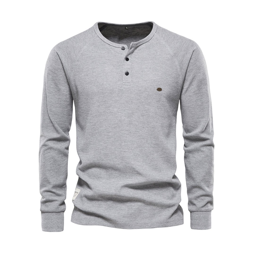 Levoire | Rento Col Rond Chemise À Manches Longues Et Patte De Boutonnage Gris clair