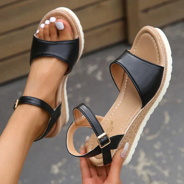 Levoire | Sandales Compensées Orthopédiques Design Confortable Noir