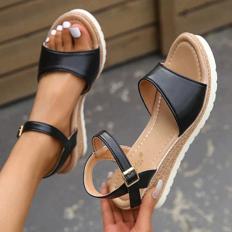 Levoire | Sandales Orthopédiques À Talon Wedge Noir