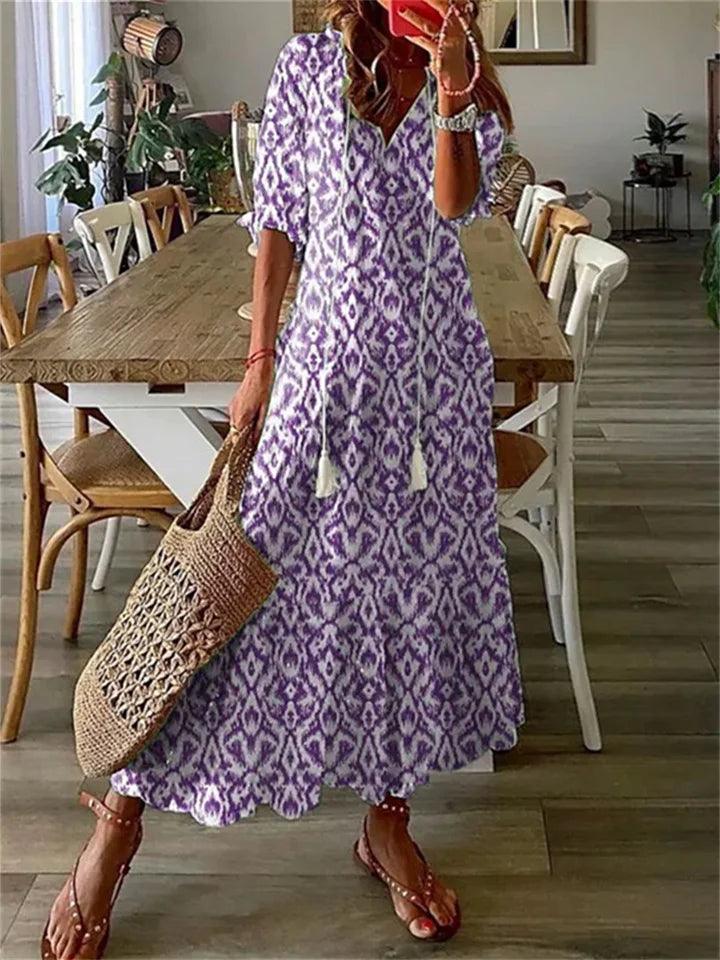 Levoire | Robe Maxi Sans Manches Fleurie Lila