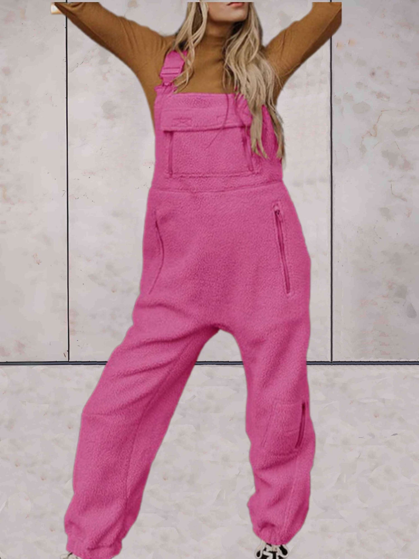 Levoire | Combinaison En Polaire Sans Manches Simple Avec Poches Pour Un Usage Quotidien Rosa