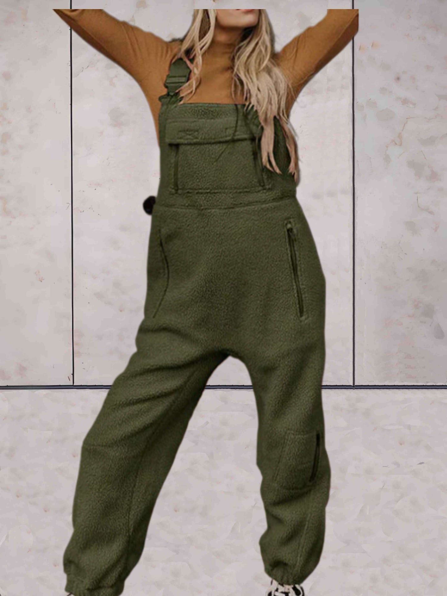 Levoire | Combinaison En Polaire Sans Manches Simple Avec Poches Pour Un Usage Quotidien Vert olive