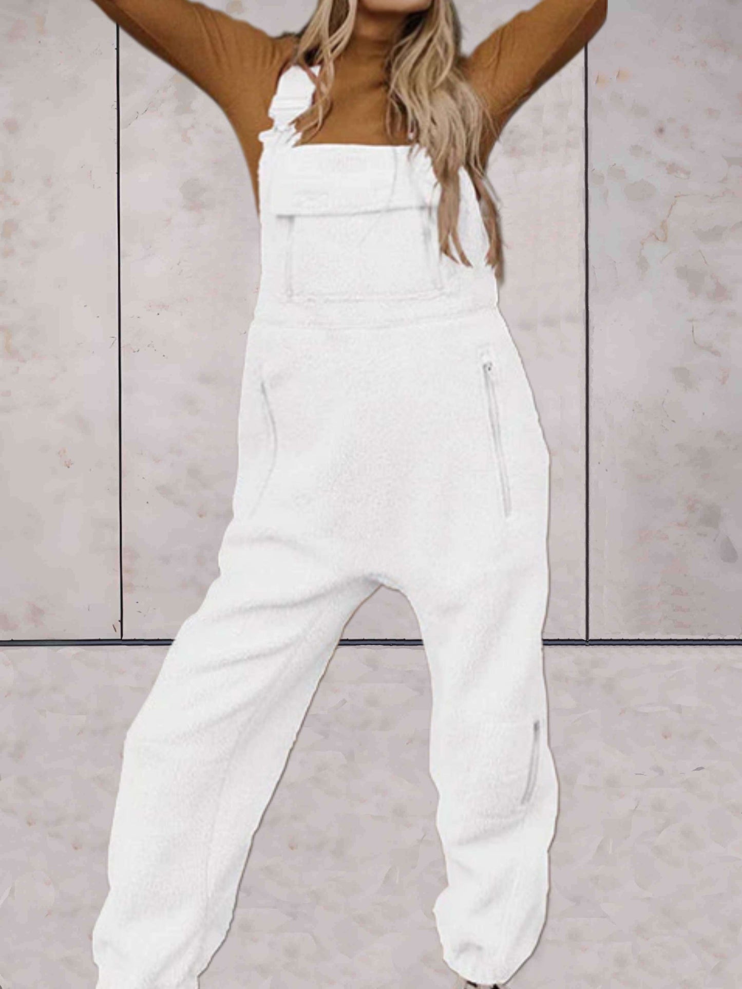 Levoire | Combinaison En Polaire Sans Manches Simple Avec Poches Pour Un Usage Quotidien Blanc