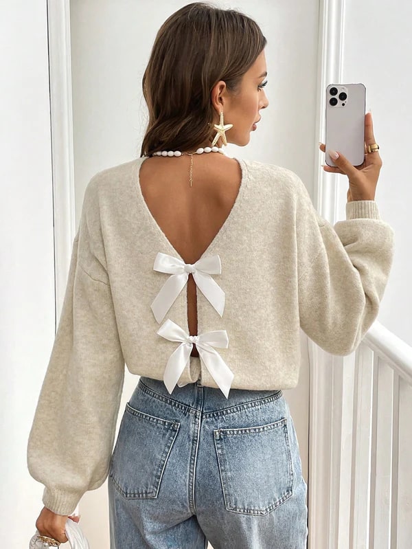 Levoire | Pulls Élégants Avec Le Dos Ouvert Pour Femmes Abricot