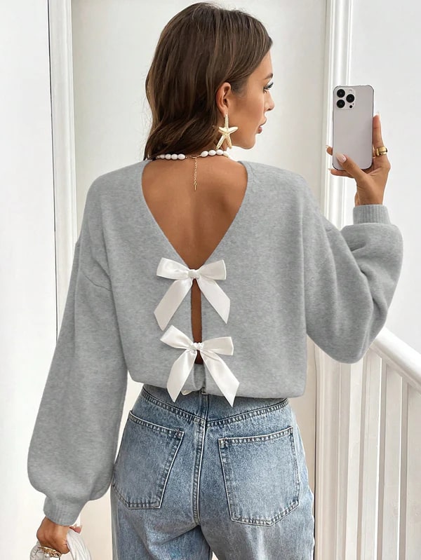 Levoire | Pulls Élégants Avec Le Dos Ouvert Pour Femmes Gris