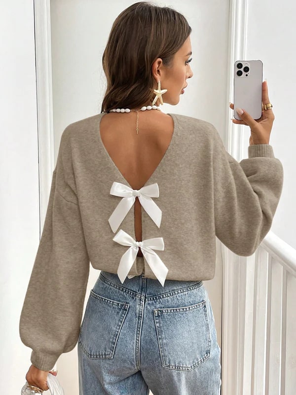 Levoire | Pulls Élégants Avec Le Dos Ouvert Pour Femmes Khaki
