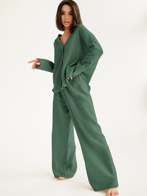 Levoire | Pyjama Pour Femmes En Coton Grande Taille Vert