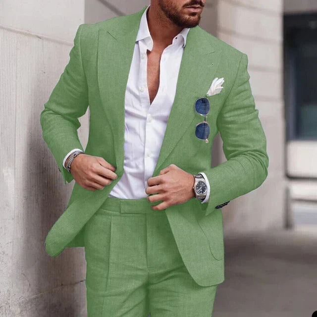 Levoire | Ensemble De Veste De Costume Simple Et De Pantalons Pour Hommes vert olive