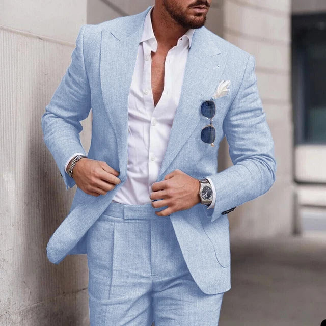 Levoire | Ensemble De Veste De Costume Simple Et De Pantalons Pour Hommes Bleu ciel