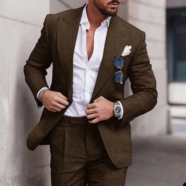 Levoire | Ensemble De Veste De Costume Simple Et De Pantalons Pour Hommes Braun