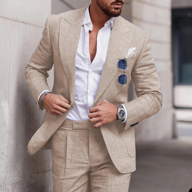 Levoire | Ensemble De Veste De Costume Simple Et De Pantalons Pour Hommes Beige