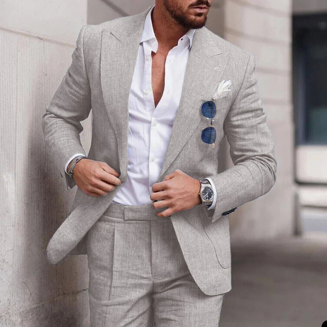 Levoire | Ensemble De Veste De Costume Simple Et De Pantalons Pour Hommes Gris