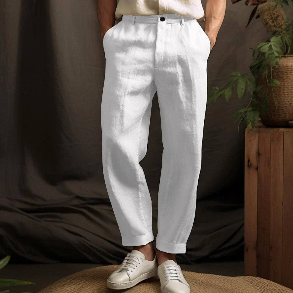 Levoire | Pantalon Léger Droit Coupe Ajustée Pantalon Homme Blanc