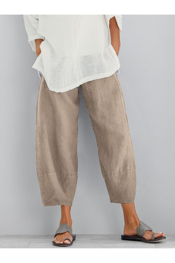 Levoire | Coupe Décontractée Pantalon D'Été Longueur Cheville Pour Femmes Beige