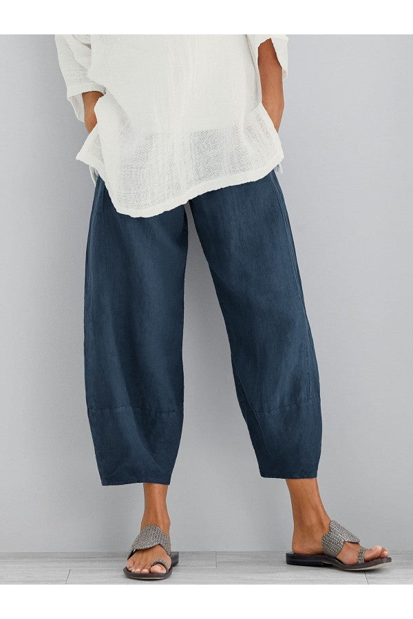 Levoire | Coupe Décontractée Pantalon D'Été Longueur Cheville Pour Femmes Bleu