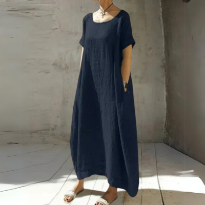 Levoire | Modèle Ample En Coton Robe Maxi Robe D'Été Bleu