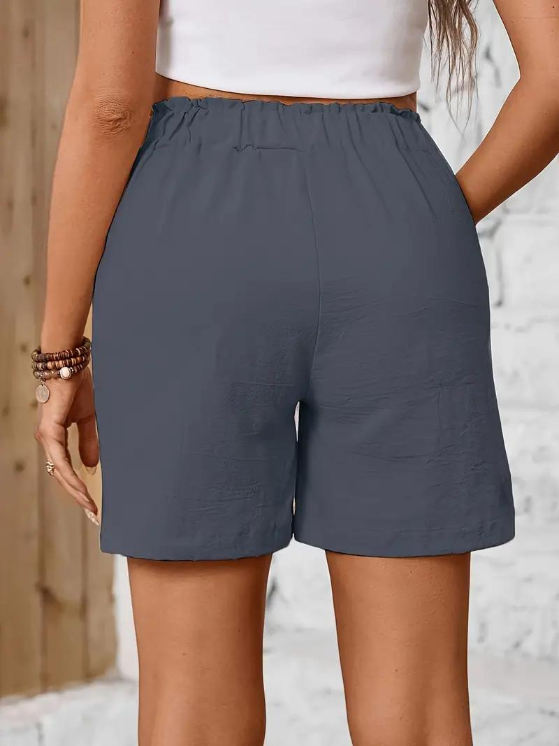 Levoire | Short Pants Elastic Waist High Waist Women'S Short Pants Cotton Short Pants