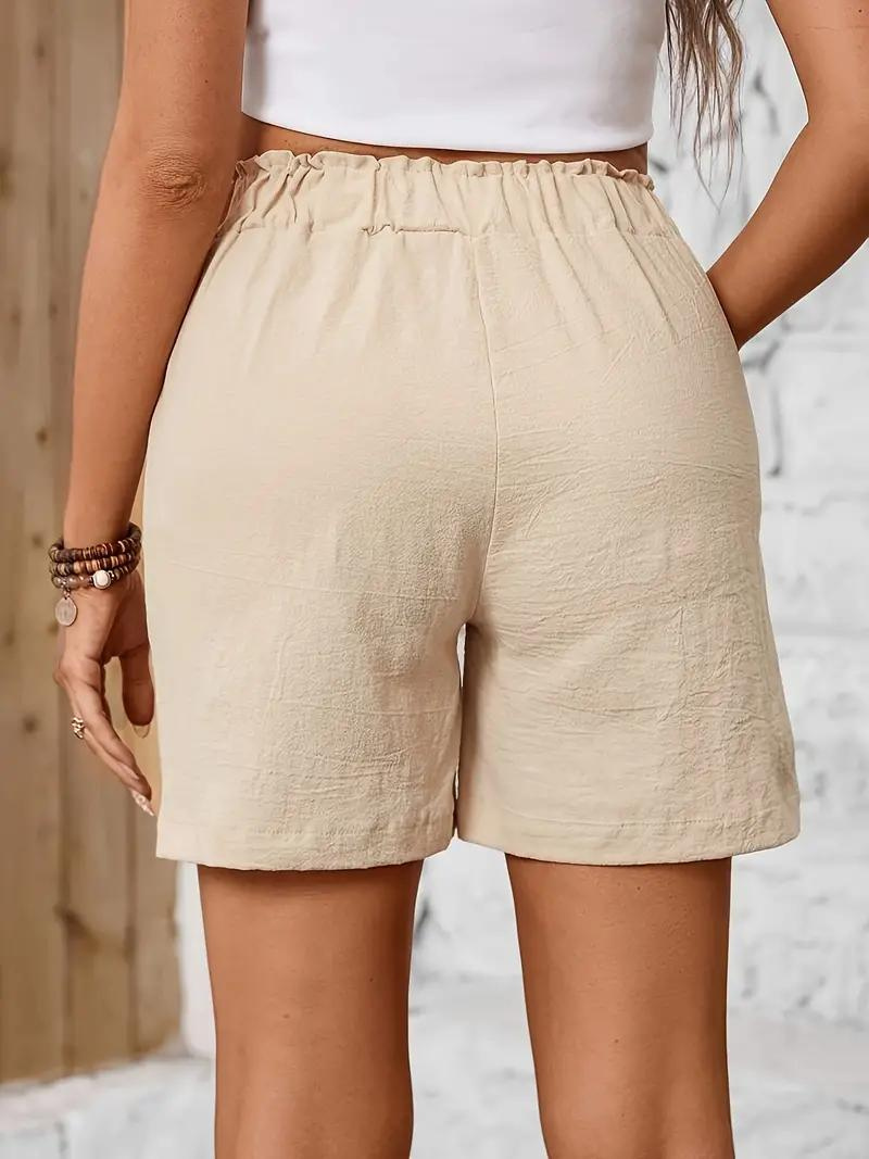 Levoire | Short Pants Elastic Waist High Waist Women'S Short Pants Cotton Short Pants