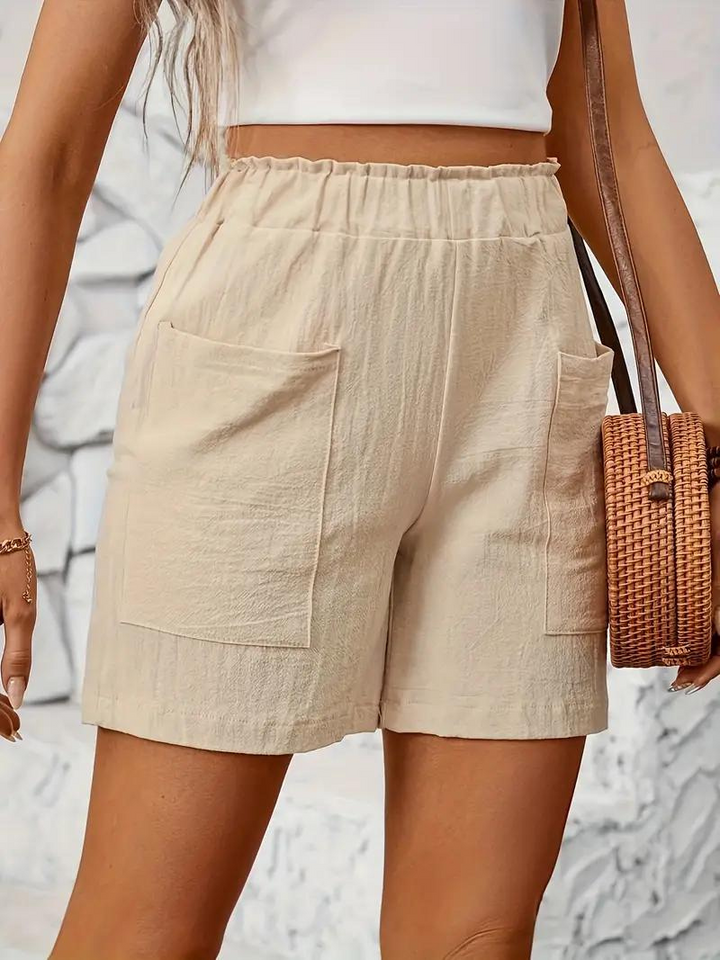 Levoire | Short Pants Elastic Waist High Waist Women'S Short Pants Cotton Short Pants