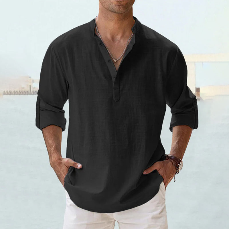 Levoire | Demi Manches Demi Boutons Chemise D'Été Vêtements Pour Hommes Noir
