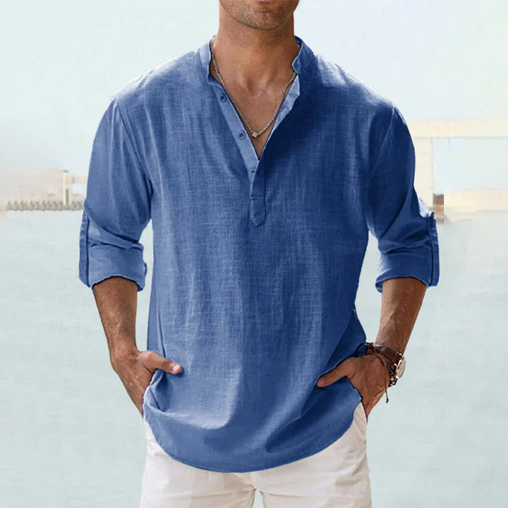 Levoire | Demi Manches Demi Boutons Chemise D'Été Vêtements Pour Hommes Bleu