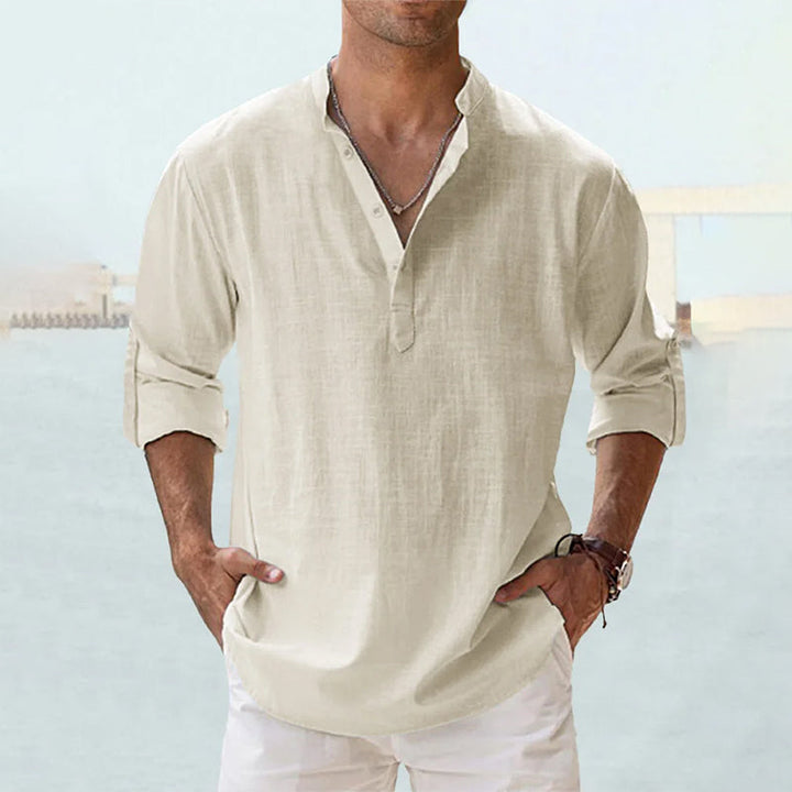 Levoire | Demi Manches Demi Boutons Chemise D'Été Vêtements Pour Hommes Beige