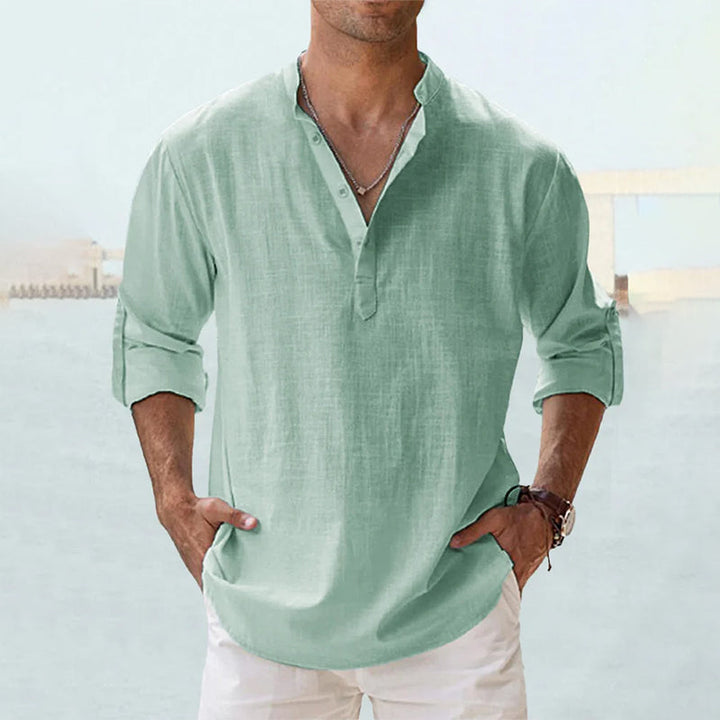 Levoire | Demi Manches Demi Boutons Chemise D'Été Vêtements Pour Hommes Vert