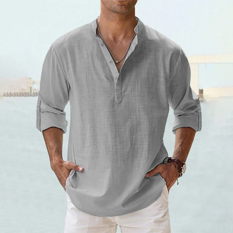 Levoire | Demi Manches Demi Boutons Chemise D'Été Vêtements Pour Hommes Gris