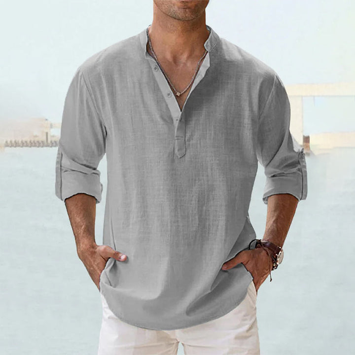 Levoire | Demi Manches Demi Boutons Chemise D'Été Vêtements Pour Hommes Gris