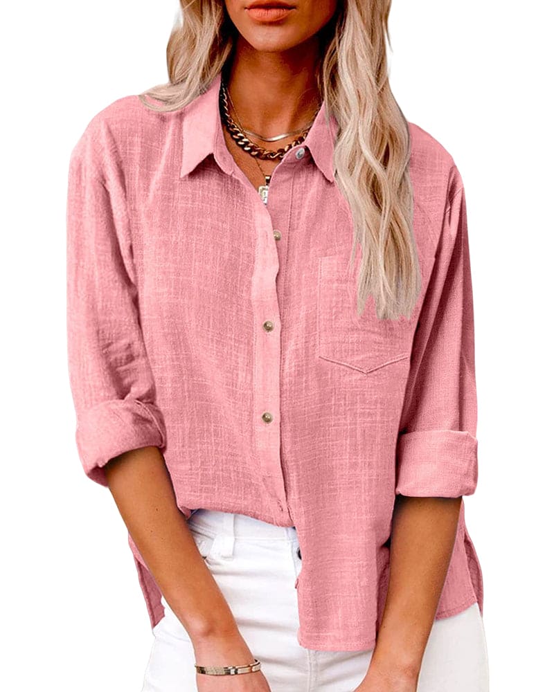 Levoire | Blouse À Boutons Pour Femmes En Coupe Oversize Avec Manches Longues Rosa