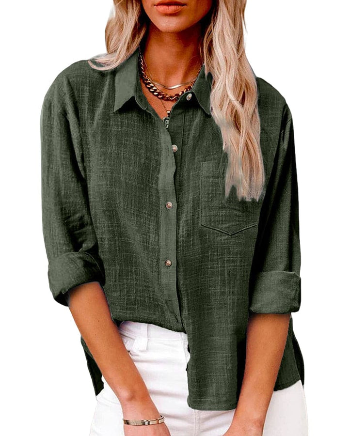Levoire | Blouse À Boutons Pour Femmes En Coupe Oversize Avec Manches Longues Vert militaire