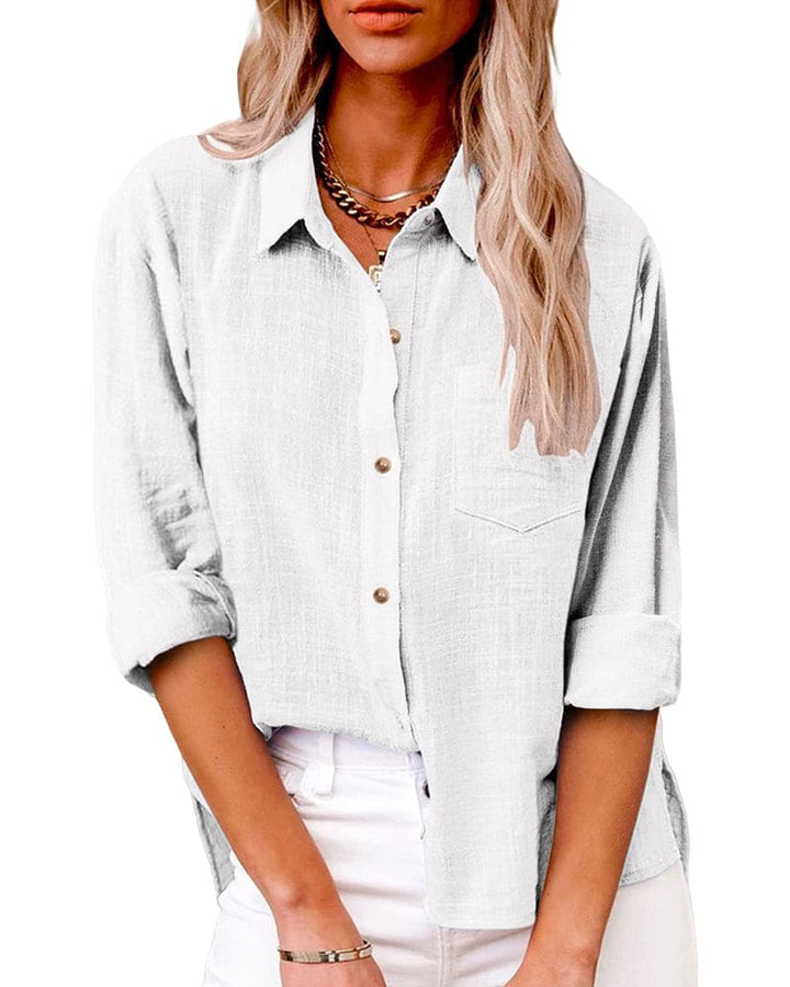 Levoire | Blouse À Boutons Pour Femmes En Coupe Oversize Avec Manches Longues Blanc